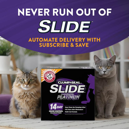 Slide Platinum Clumping Cat Litter – Easy Clean-Up, Multi-Cat Formula, 37 lb Bag