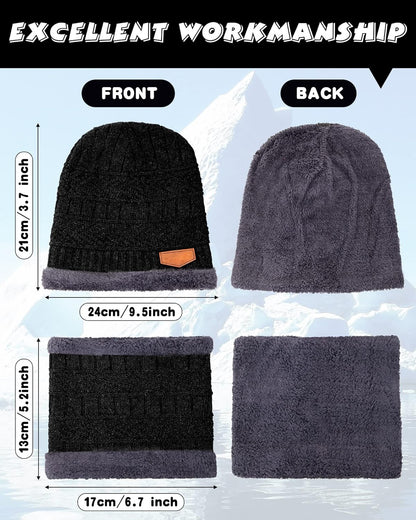 10 Pieces Winter Hat Beanie Scarf Touch Screen Gloves and Sock Set (Black, Gray)