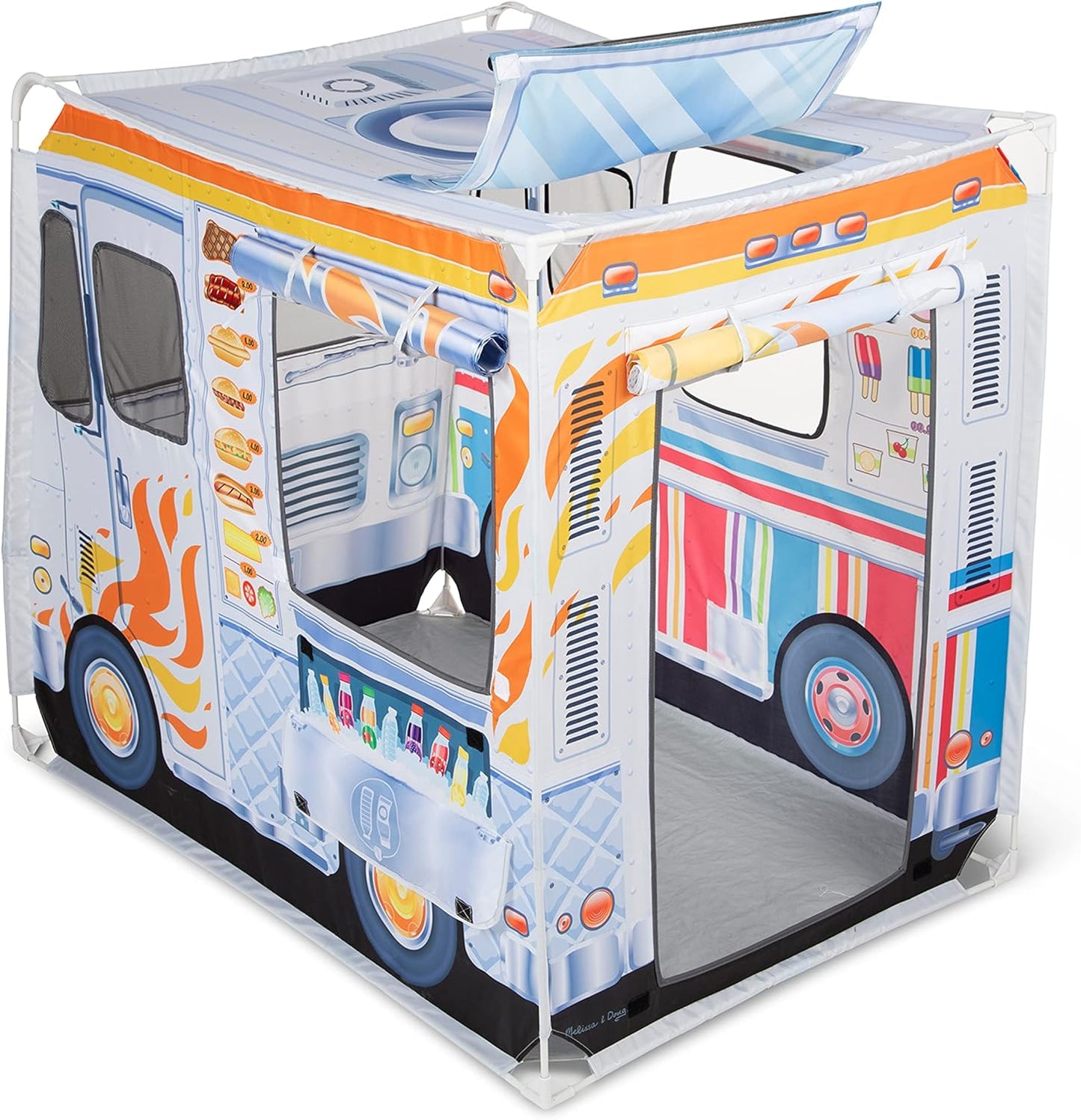 Double-Sided Food Truck Play Tent - Ice Cream & BBQ Role Play Toy for Kids Ages 3+