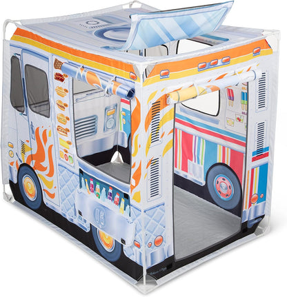 Double-Sided Food Truck Play Tent - Ice Cream & BBQ Role Play Toy for Kids Ages 3+