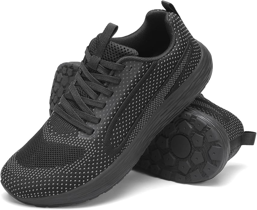 Men's Black Zero Drop Walking Shoes: Lightweight and Breathable with Wide Toe Box for Running, Tennis, and Gym