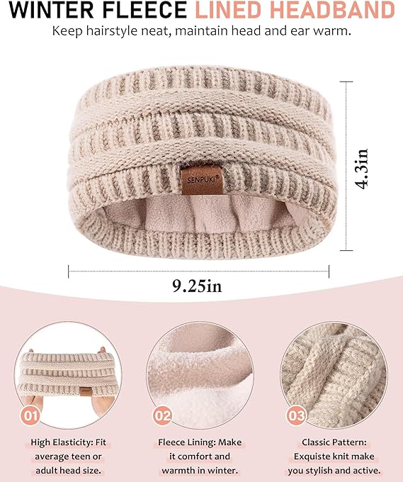 Women’s Winter Beanie, Scarf & Gloves Set – Slouchy Knit Hat, Ear Warmer & Touchscreen Gloves (4-Piece Set)