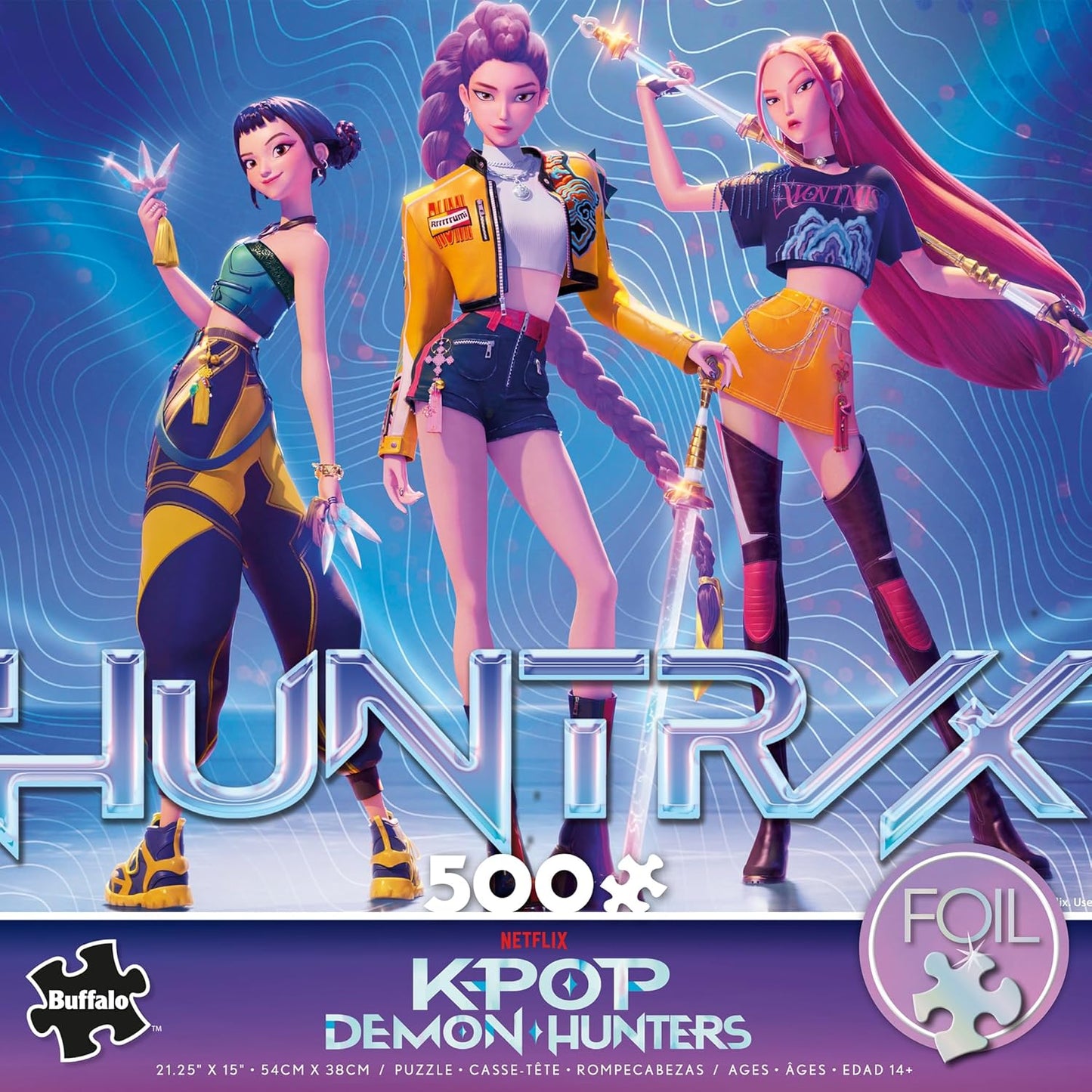 Kpop Demon Hunters 500-Piece Foil Jigsaw Puzzle – Colorful Artwork Puzzle for Adults with Precision-Cut Pieces