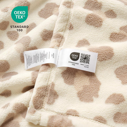Leopard Print Fuzzy Throw Blanket – Thick Soft Fleece for Couch & Bed (Khaki Brown, 50" x 60")