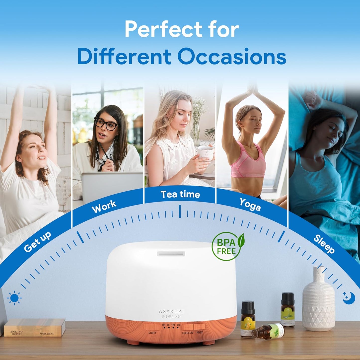 500ml Essential Oil Diffuser – Ultrasonic Aromatherapy Humidifier with Remote, LED Lights & Timer