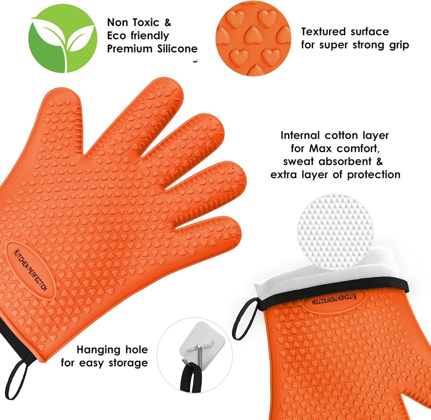 Silicone Smoker Oven Gloves - Extreme Heat Resistant Waterproof Oven Mitts