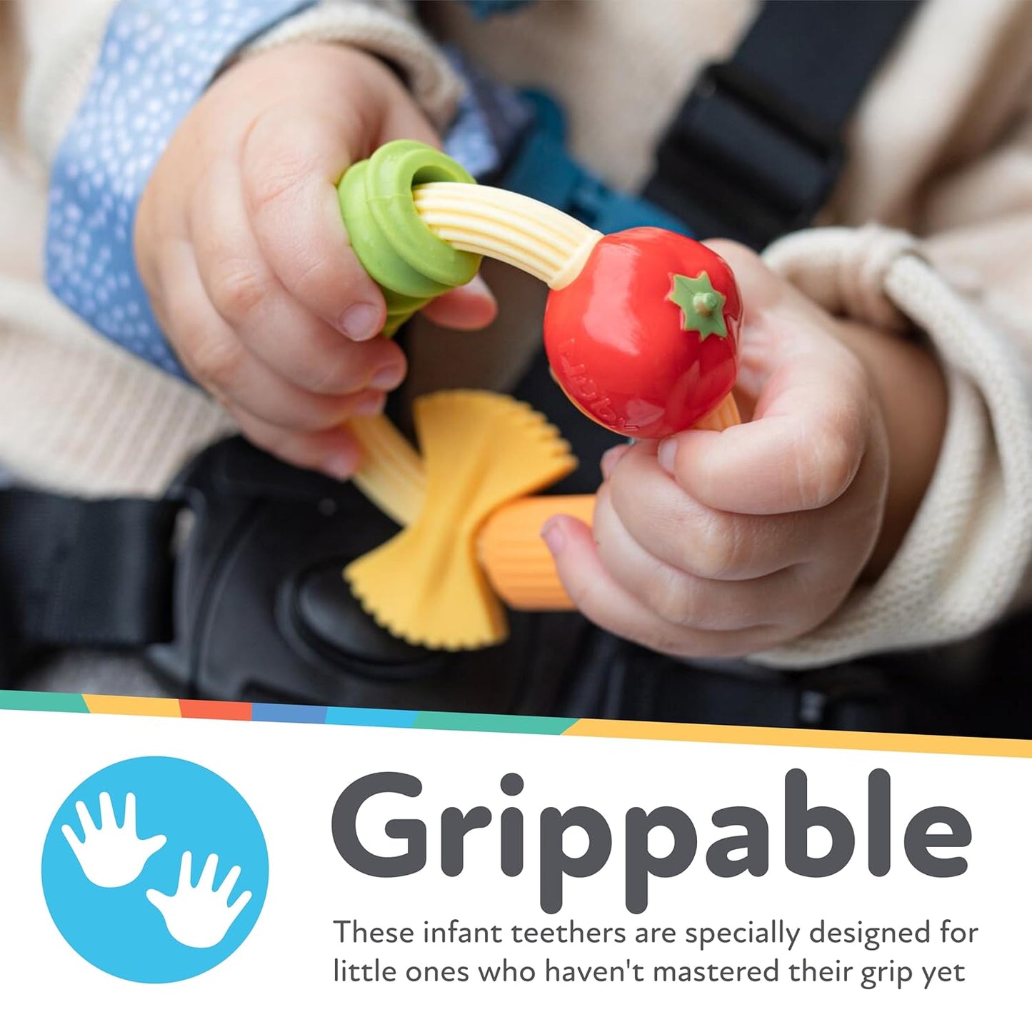 Pasta Ring Silicone Teether – Multi-Textured Easy-Grip Baby Teething Toy (3+ Months)