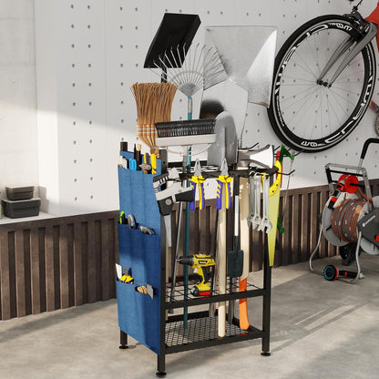 Garden Yard Tool Rack – Metal Garage Storage Organizer for Up to 46 Tools, Rakes, Brooms & Shovels