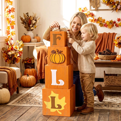 Stacked Pumpkin Ghost Boo Box – Fall Porch Decoration for Halloween & Autumn Outdoor Décor