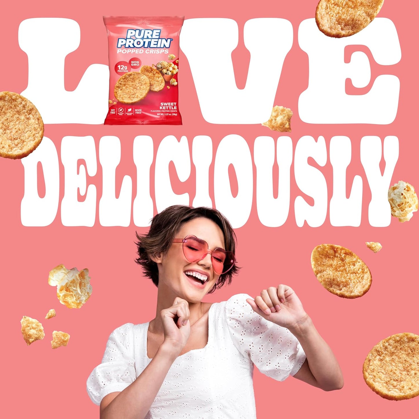 Pure Protein Popped Crisps, Sweet Kettle – 12g Protein, 1.27oz, 12 Count