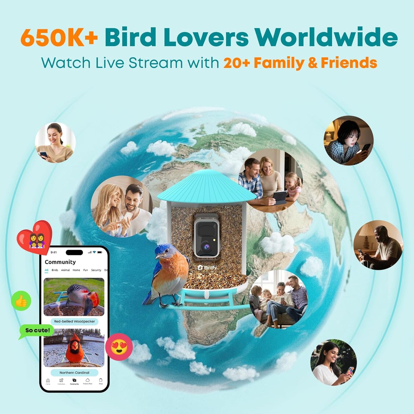 Smart Bird Feeder with 2K AI Camera – Auto Video Capture & Live Stream (Subscription Required)