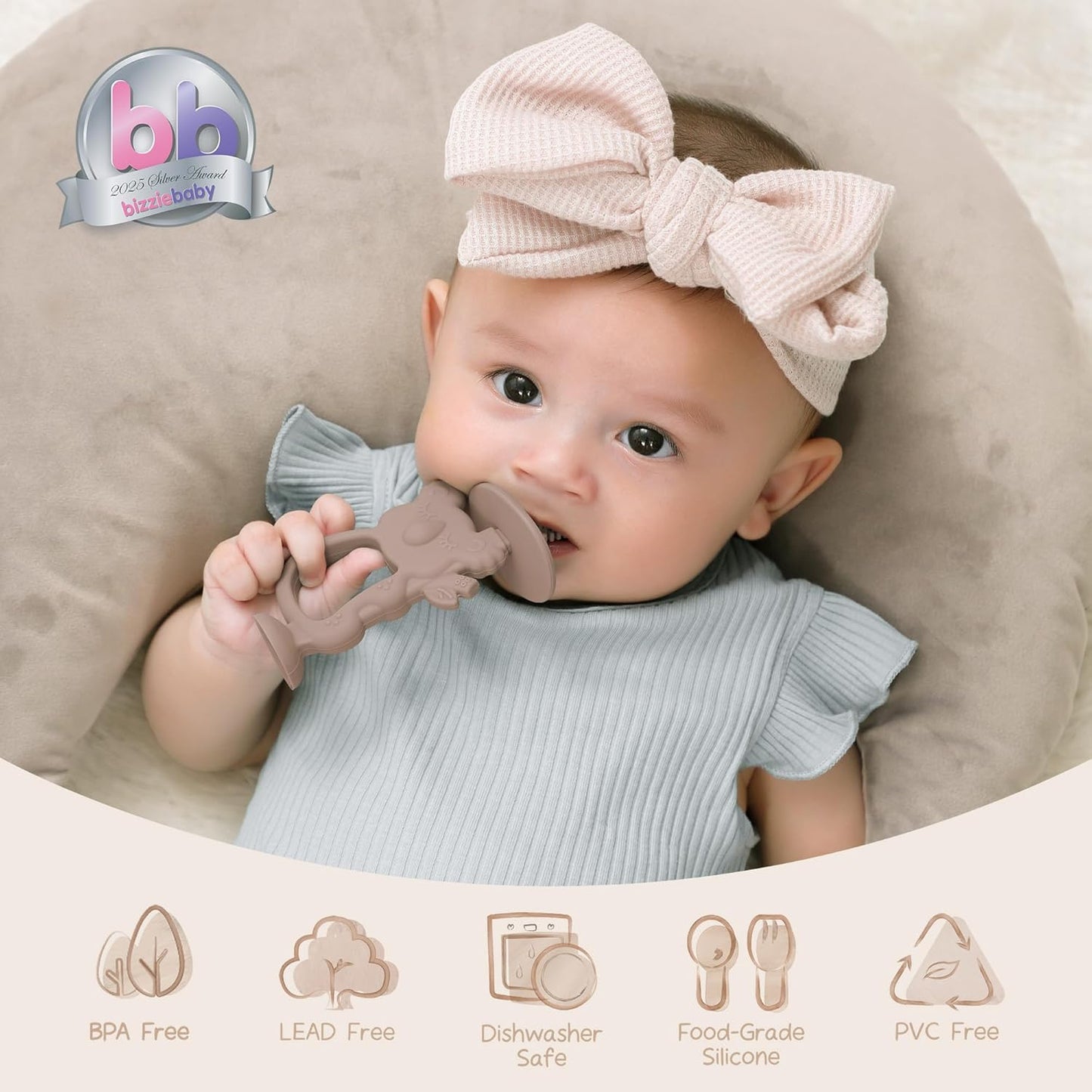 360° Silicone Baby Teether Toothbrush – BPA-Free with Suction Base (Koala, 6–12 Months)