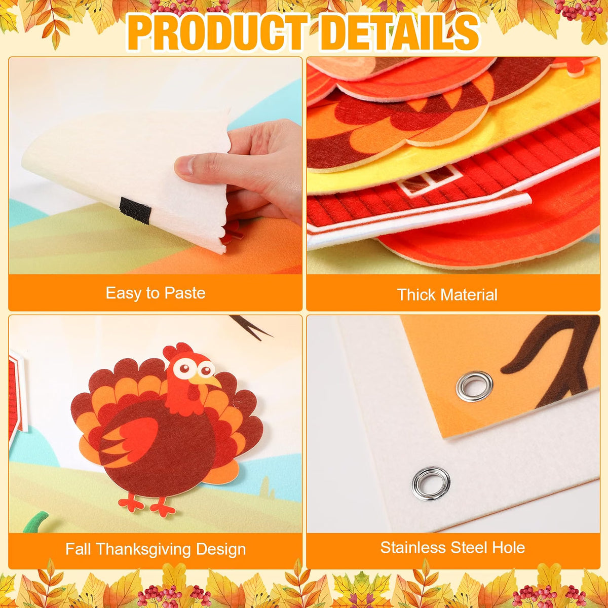 3.4 FT Fall Felt Story Board Set – 55-Piece Autumn Wall Activity Board for Kids