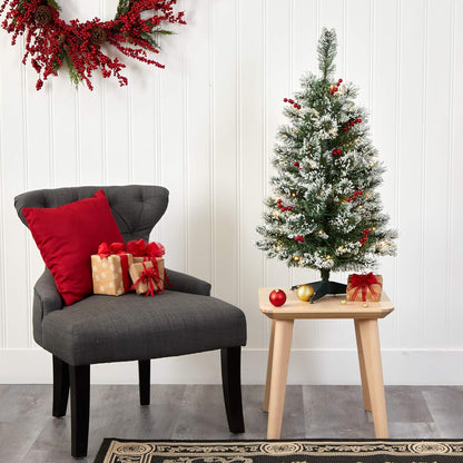 3ft Frosted Swiss Pine Tree with 50 Clear LED Lights