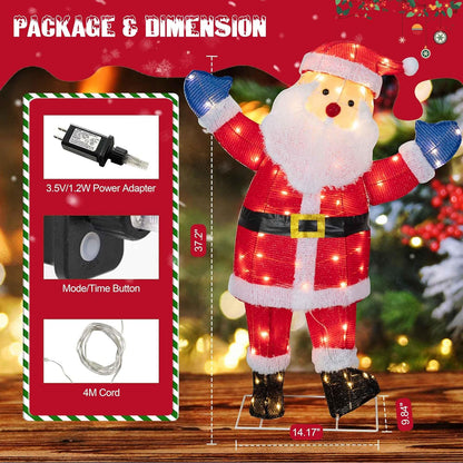 3ft Lighted Christmas Santa Claus - Outdoor Pop-up Holiday Decoration with 80 LED Lights