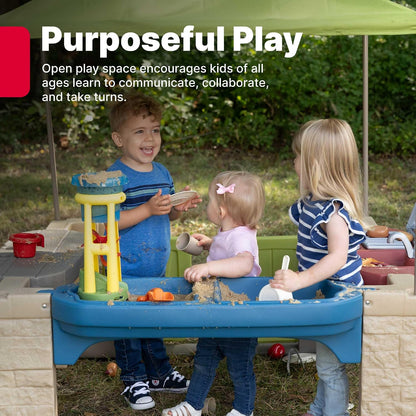 All Around Playtime Patio with Canopy – Interactive Shaded Outdoor Playhouse for Multiple Toddlers, 60" x 47.5" x 47.5