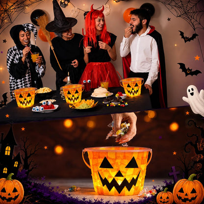 12-Set Halloween Jack-O'-Lantern Candy Basket Craft Kit – DIY Pumpkin Arts & Crafts Activity for Kids