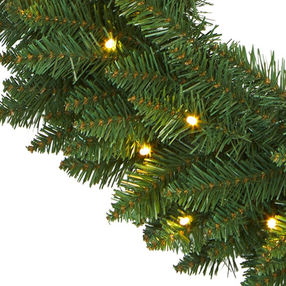 24in Green Pine Wreath with 35 Clear LED Lights