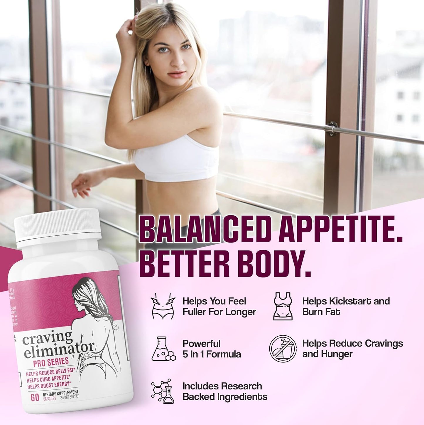 Craving Eliminator PRO Series – GLP-1 Support Weight Loss & Appetite Suppressant (60 Capsules)