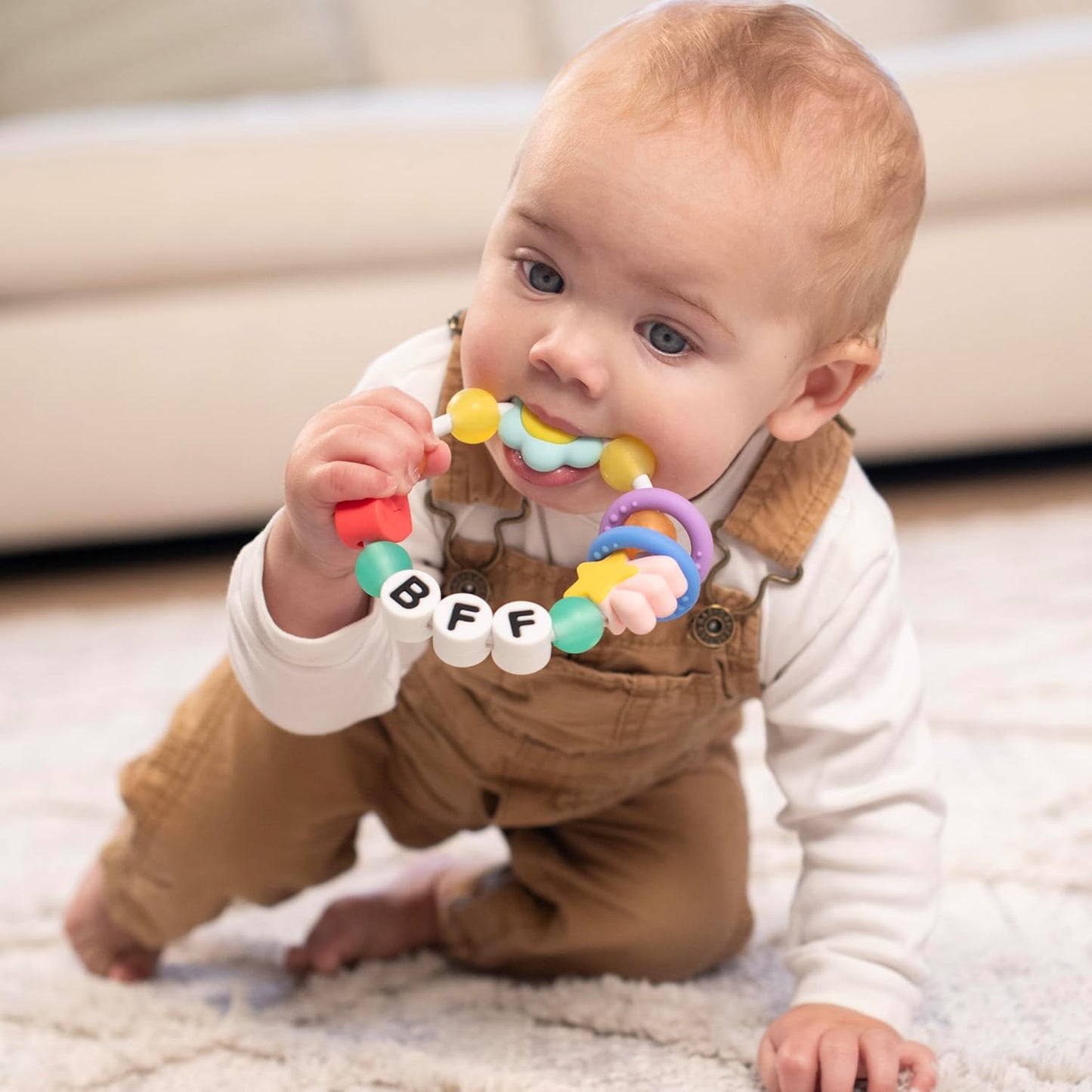 BFF Friendship Baby Teether – Soft Silicone Easy-Grip Teething Toy with Textures