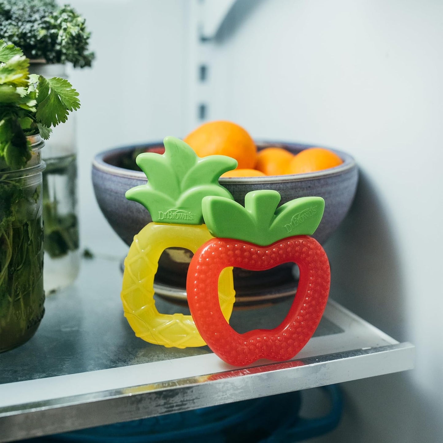 Cooling Baby Teether Toys – BPA-Free Fruit Teethers for Sore Gums (Apple & Pineapple, 2-Pack, 3m+)