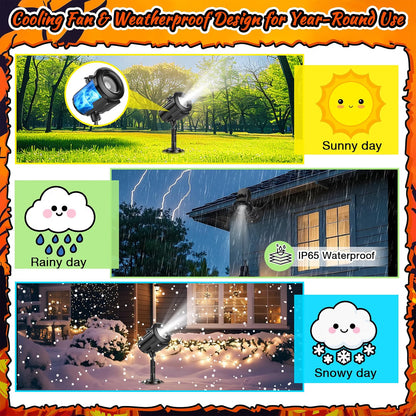 12-in-1 Halloween 3D Ghost Projector Light – Waterproof Outdoor Holiday Decoration with Spooky Projection Effects