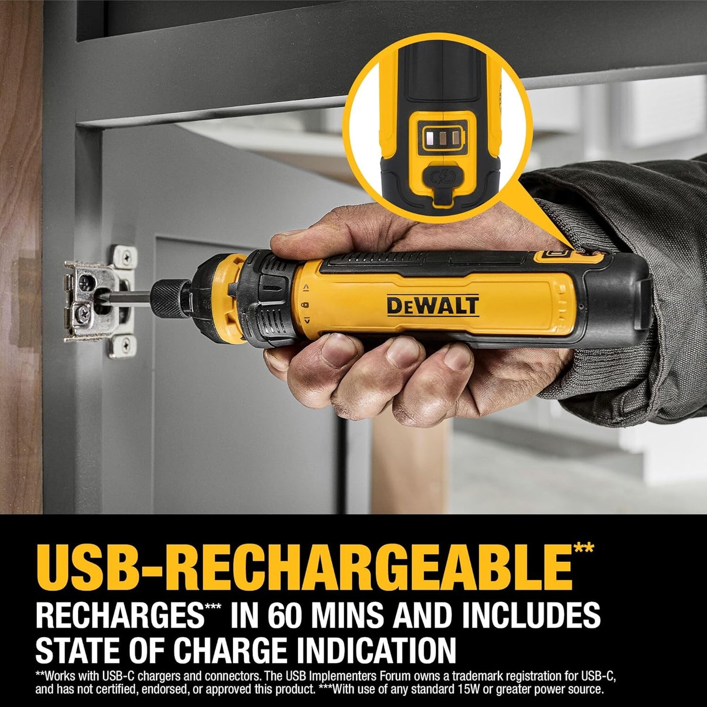 Cordless USB Rechargeable Screwdriver with FLEXDRIVE Control & Bit Set