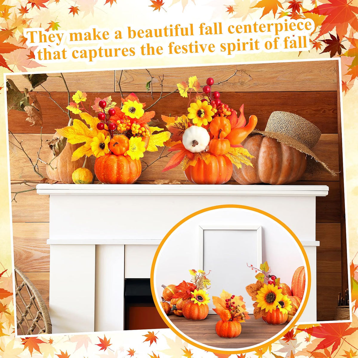 10-Piece Fall Artificial Pumpkin Plant Centerpieces – Autumn Thanksgiving Table Decorations for Home Décor