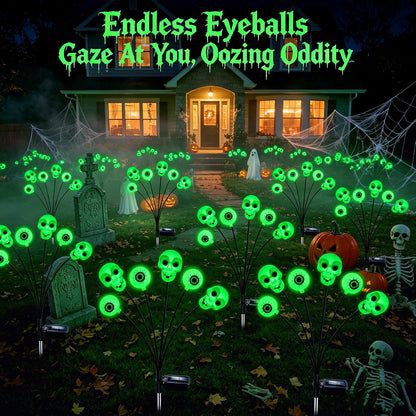 4-Pack Solar Halloween Scary Eyeball Lights – Green LED Outdoor Spooky Yard & Garden Decorations