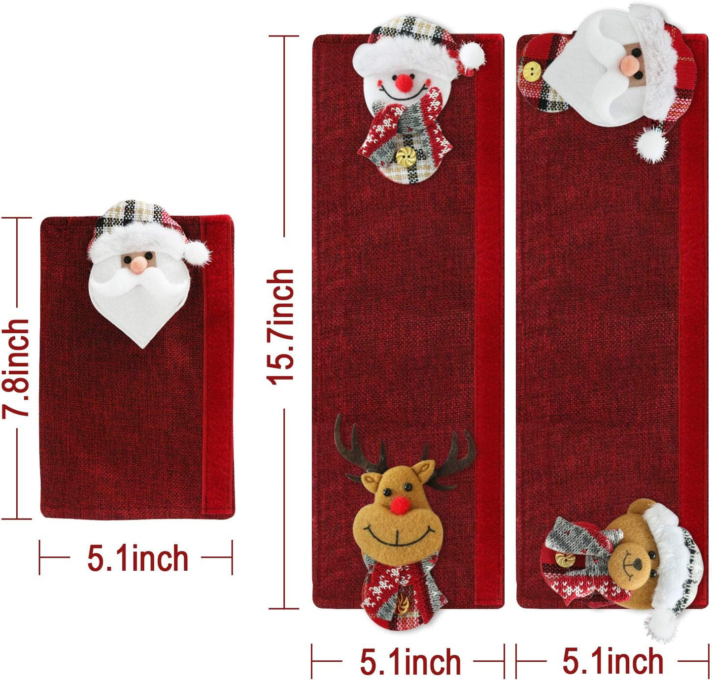 6-Pack Christmas Refrigerator Handle Covers - Santa & Snowman