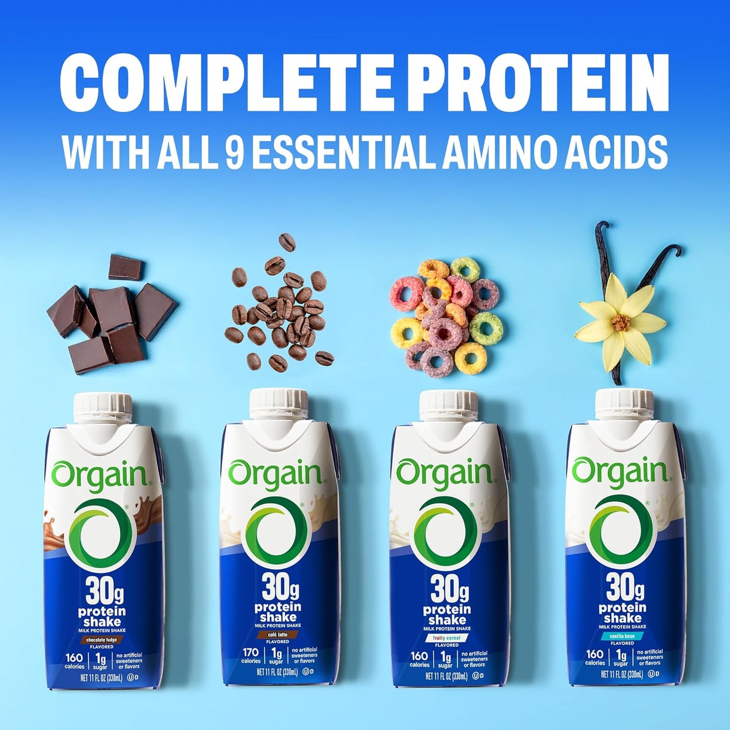Orgain 30g High Protein Shake – Chocolate Fudge, 1g Sugar, Keto Friendly – 11 fl oz (Pack of 12)