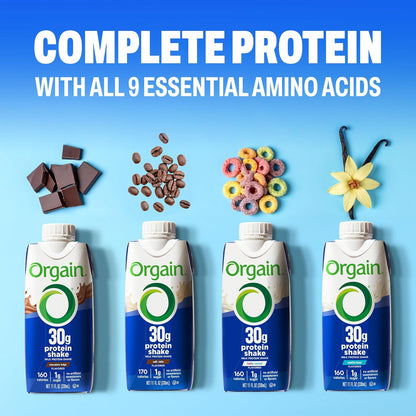 Orgain 30g High Protein Shake – Chocolate Fudge, 1g Sugar, Keto Friendly – 11 fl oz (Pack of 12)