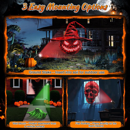 12-in-1 Halloween Projector Lights – 3D Dynamic Breathing Effect Outdoor Holiday Decoration