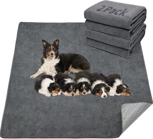 Extra Large Washable Dog Pee Pads (2 Pack) – Non-Slip Reusable Pet Mat, 36" x 48" – Gray