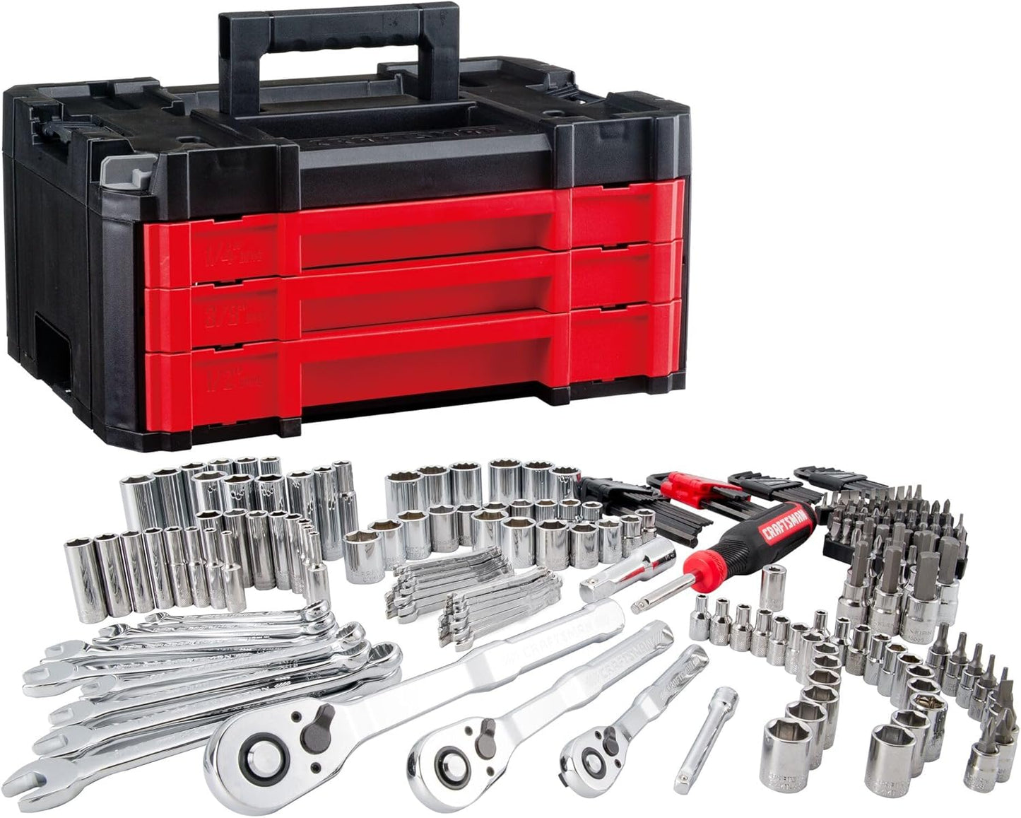 VERSASTACK 230-Piece Mechanics Tool Set with Case, 1/4", 3/8", & 1/2" Drive