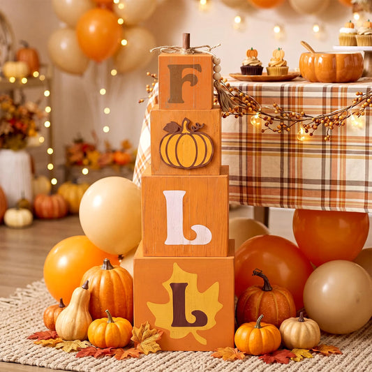 Stacked Pumpkin Ghost Boo Box – Fall Porch Decoration for Halloween & Autumn Outdoor Décor