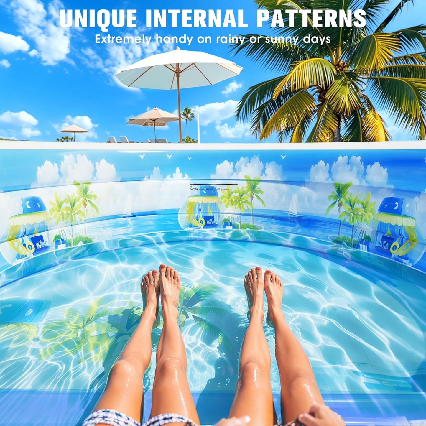 2026 Extra Large Inflatable Family Pool with Canopy – Round Backyard Lounge Pool with Bench & Backrest for Kids & Adults – 90" x 90" x 80"
