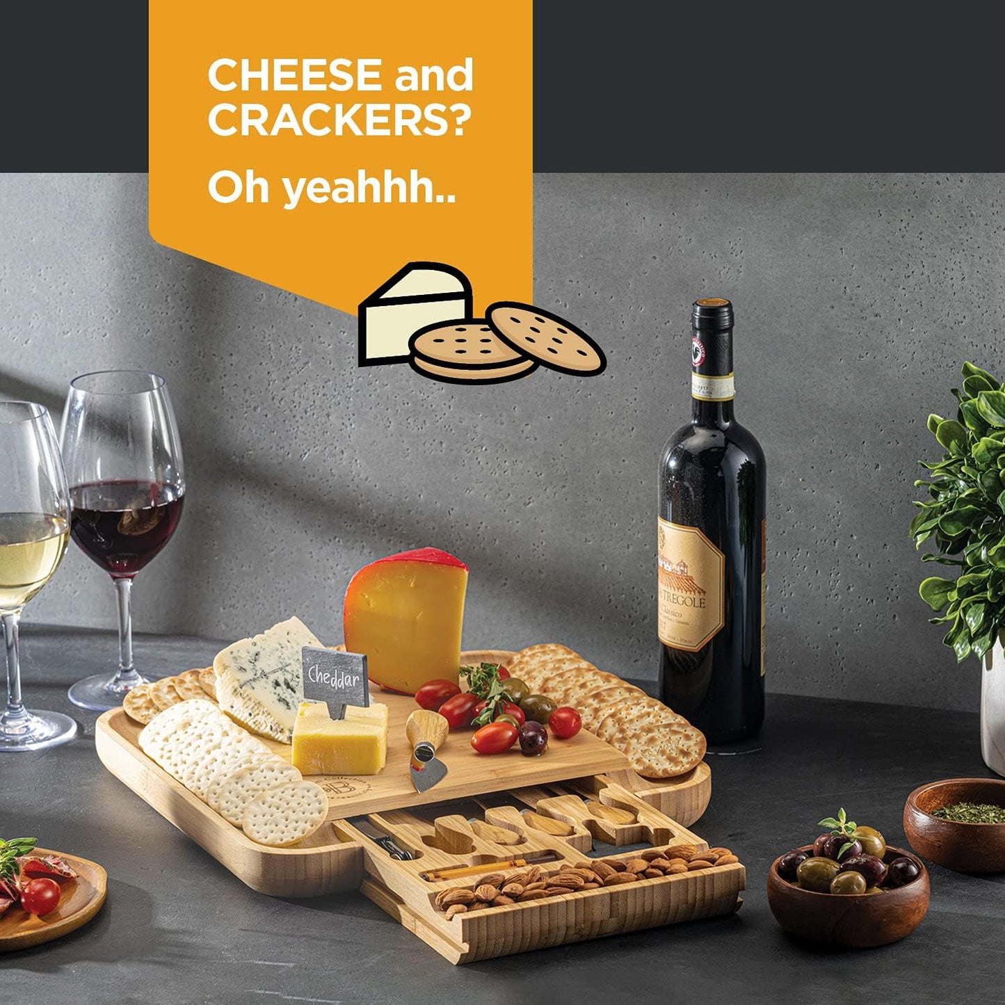 Bamboo Cheese Board & Knife Set – Gift-Ready Set for Any Occasion