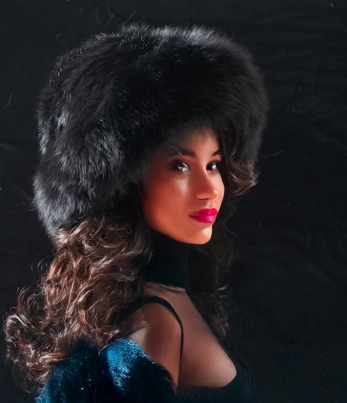 Luxury Fur Knit Hat Set – Rabbit Fur Cap with Fox Fur Brim & Convertible Headband