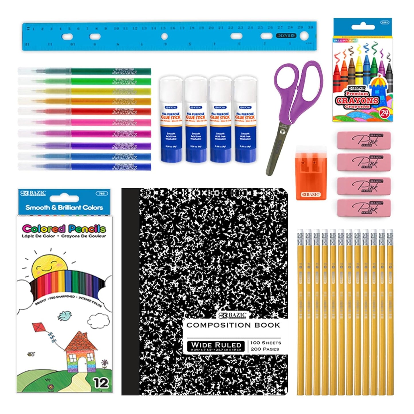 School Supply Box for Elementary Student K-6 School Kit Pack