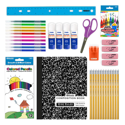 School Supply Box for Elementary Student K-6 School Kit Pack