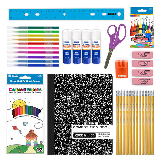 School Supply Box for Elementary Student K-6 School Kit Pack
