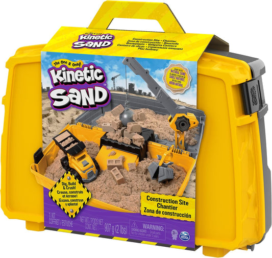 Kinetic Sand Construction Site Sandbox with 2lbs Sand & Toy Truck for Ages 3+
