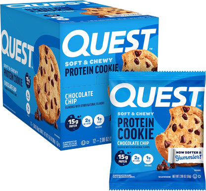 Quest Nutrition Chocolate Chip Protein Cookies – 12 Count | 15g Protein, 1g Sugar, 2g Net Carbs, Keto-Friendly