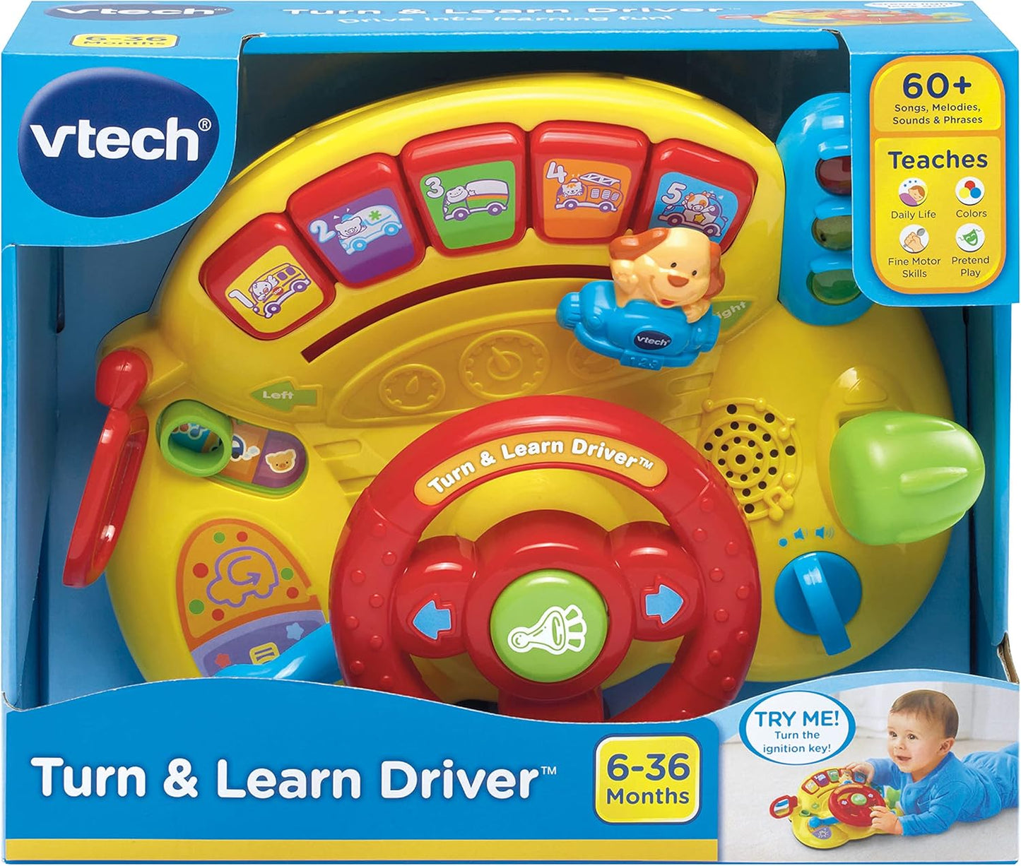 Turn and Learn Driver - Yellow with 60+ Songs and Sounds for Ages 6-36 Months