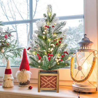 24" Pre-Lit Mini Christmas Tree with Decorations