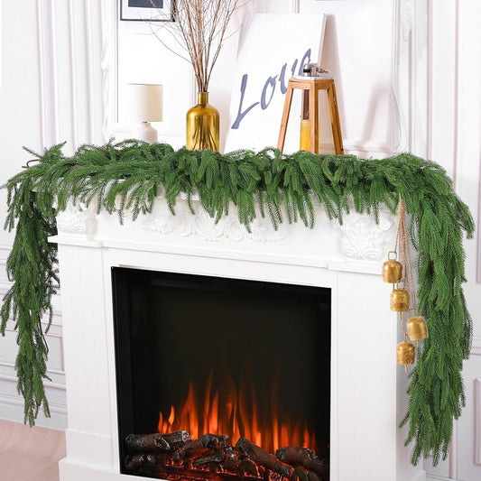 2-Pack 6 ft Artificial Norfolk Pine Garlands – Real Touch Greenery for Indoor/Outdoor Décor