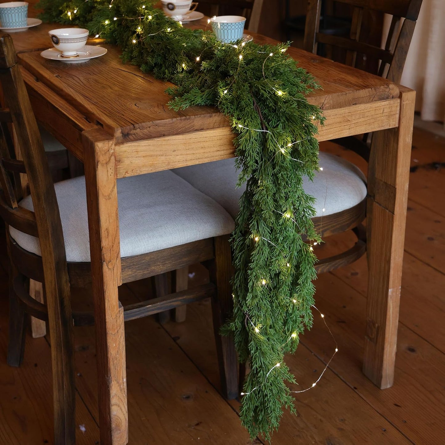 6FT Artificial Christmas Garland with LED String Lights