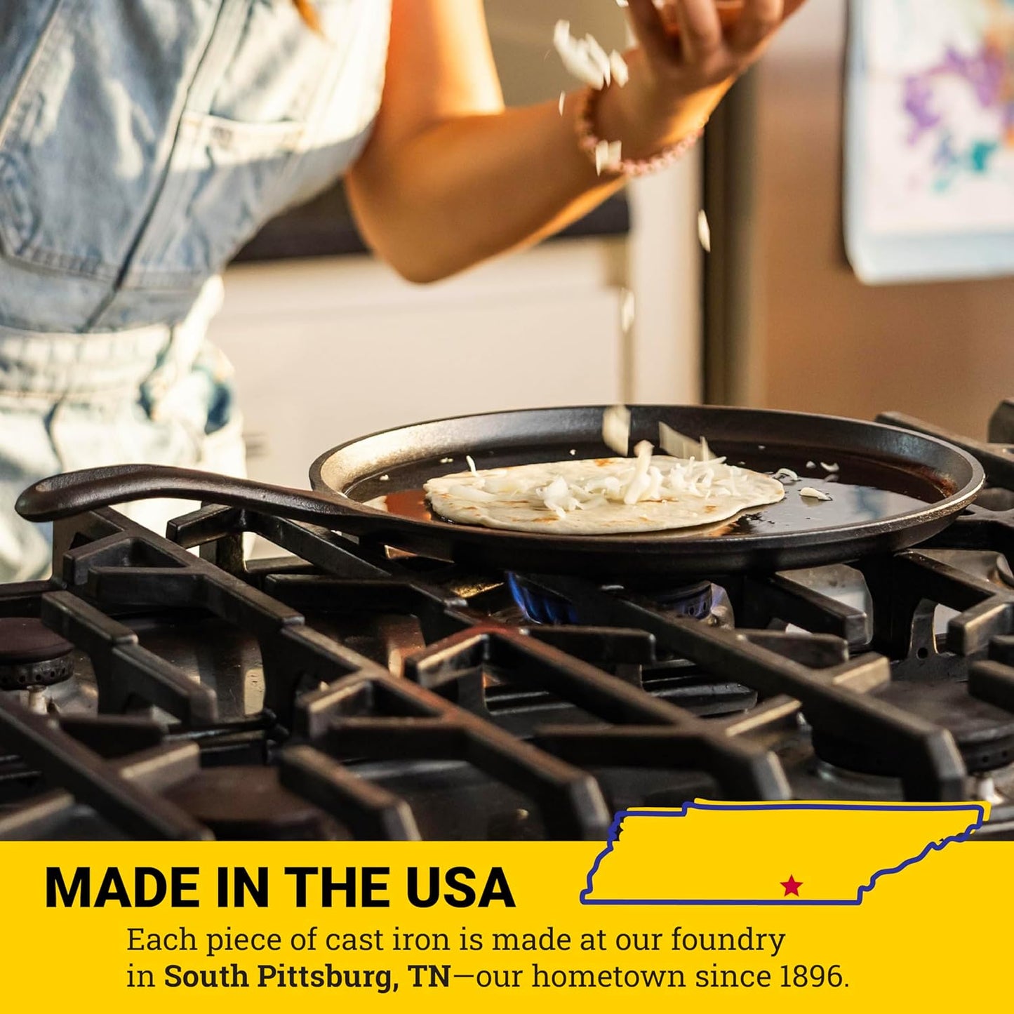 Pre-Seasoned Cast Iron Round Griddle – 10.5-Inch, Stovetop to Campfire Ready