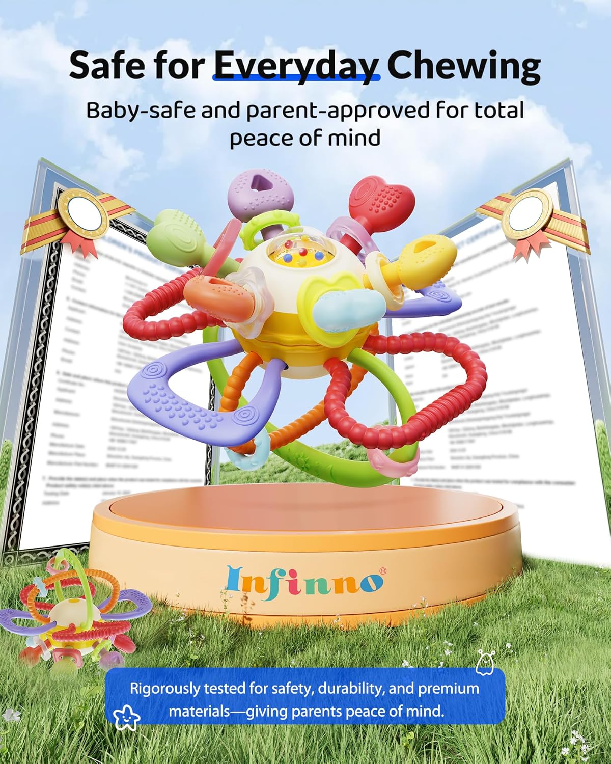 Montessori Sensory Teething Toy – BPA-Free Silicone Rattle Teether for Babies (0–12 Months)